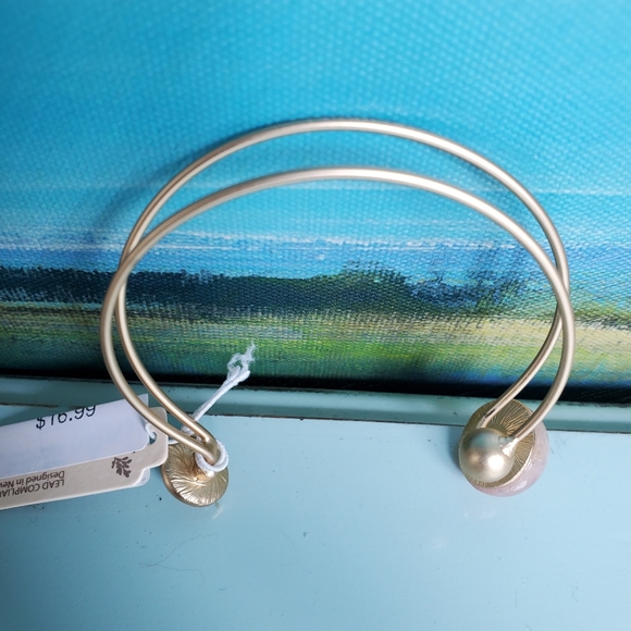 Jetson Gold Tone Double Wire Bracelet Pink - Picture 4 of 7